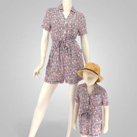 Belted Shirt Playsuit in Floral Print