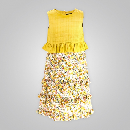 Floral Print Ruffles Spliced Tiered Maxi Dress