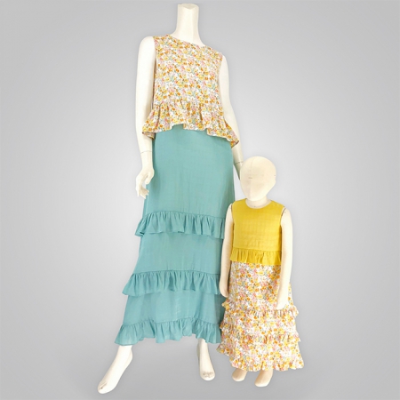 Floral Print Ruffles Spliced Tiered Maxi Dress