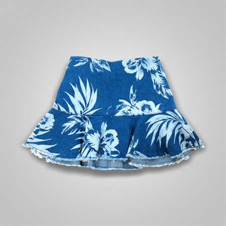 Floral Printed Denim Skirt