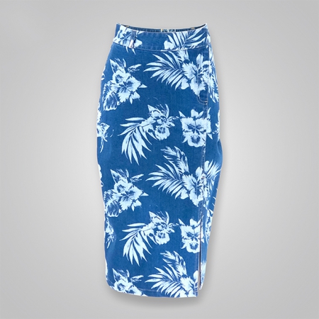 Denim Printed Pencil Skirt
