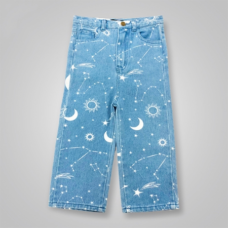 Printed Denim Loose Mom Jeans