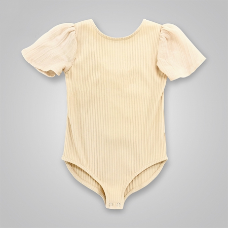 Puff Sleeves Ribbed Bodysuit