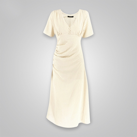 Vintage Polka Dots V Neck Split Dress