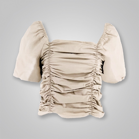 Puff Sleeves Smocked Crop Top