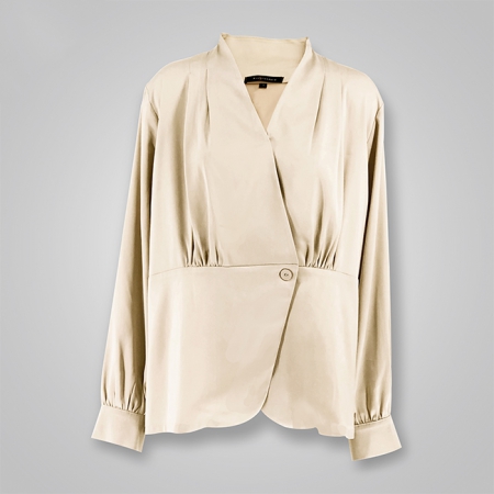 Button Front Long sleeves Blouse With Pleat Detail