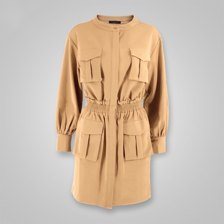 Safari Long Sleeves Mini Shirt Dress