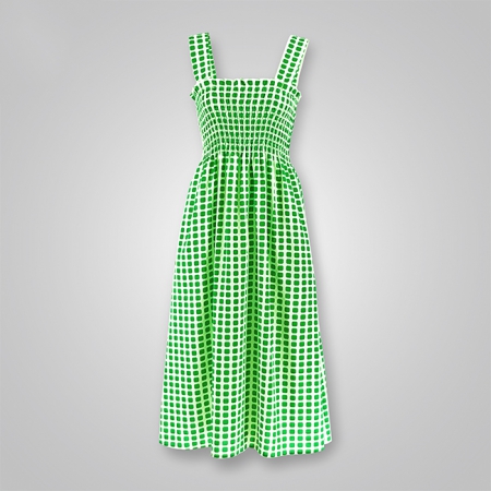Geometric Print Smocked Midi Dress