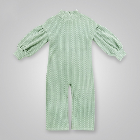 Drop Shoulder Puff Sleeves Knitted Romper