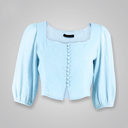 Puff Sleeves Button Down Crop Top
