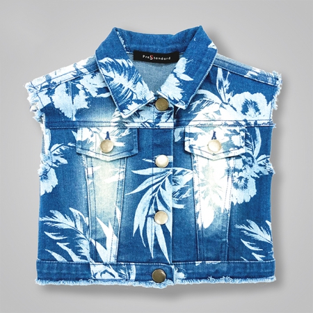 Floral Printed Denim Vest Top
