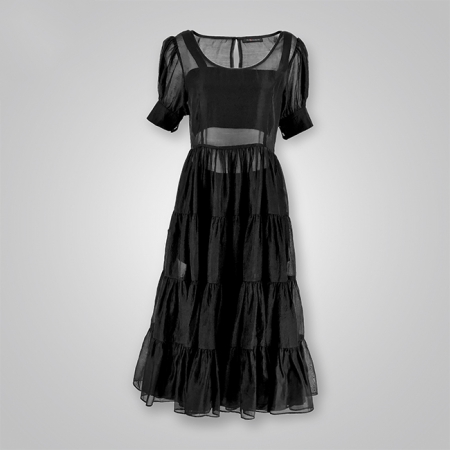 Sheer Organza Overlay Midi Dress