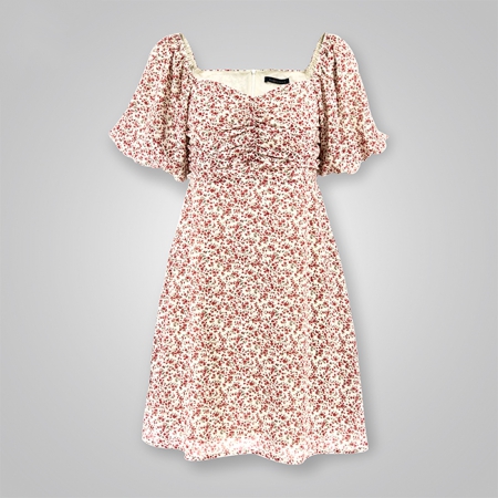 Floral Print Sweetheart Neck Mini Dress