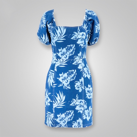 Denim Printed Bodycon Bra Dress