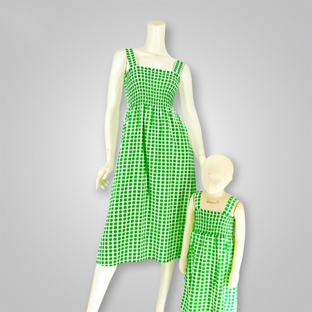 Geometric Print Smocked Midi Dress