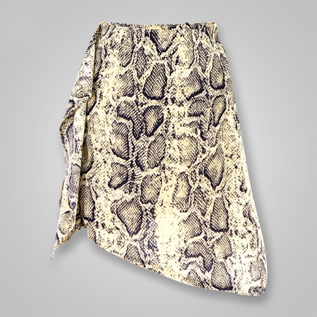 Snake Print Irregular Hem Draped Mini Skirt