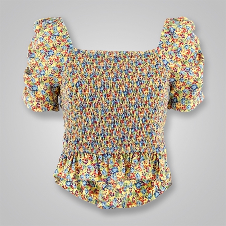 Floral Print Smocked Backless Crop Top