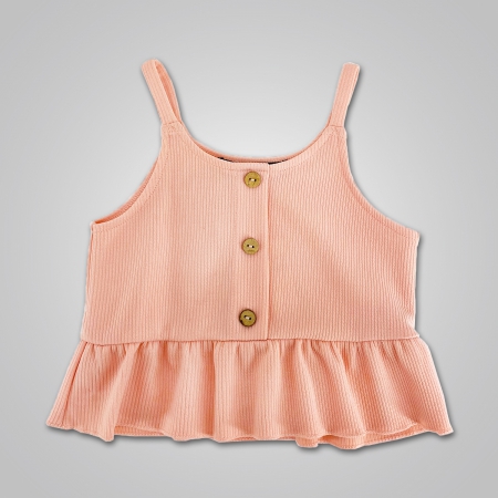 Cami Flare Hem Top with Front Decorative Buttons