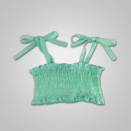 Shirred Tie Strap Crop Top