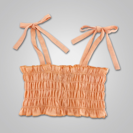Shirred Tie Strap Crop Top