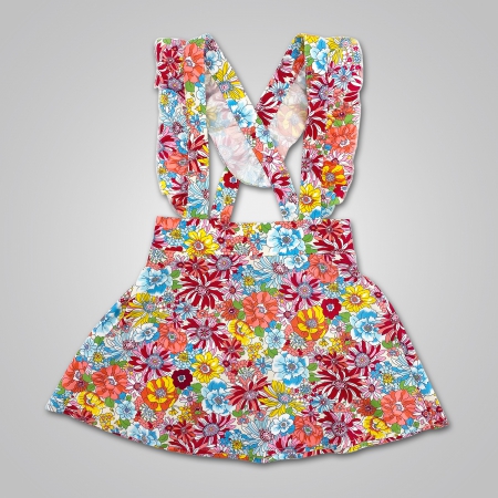 Ruffled Strap Suspender Skirt in Floral Print