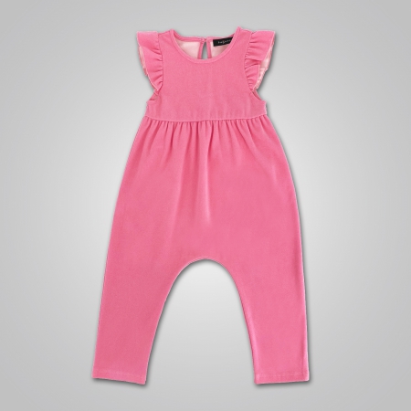 Fuchsia Ruffle Sleeve Knitted Jumpsuit