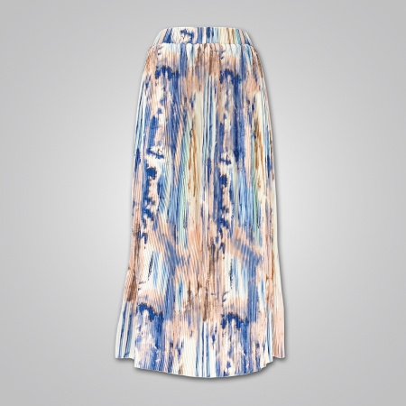 Pleated Skirt in Watercolor Print