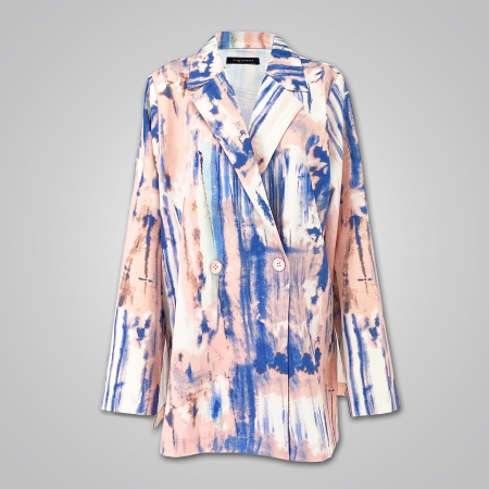 Watercolor Printed Oversize Suit Blazer