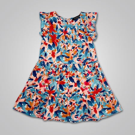 Ruffle Sleeve Tiered Smock Dress