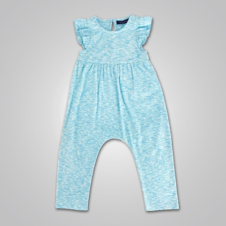 Ruffle Sleeve Ribbed Knit Jumpsuit