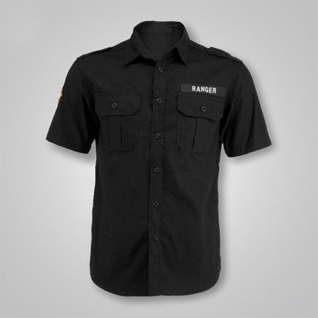 Military-Patch Flap-Pocket Short-Sleeve Shirt
