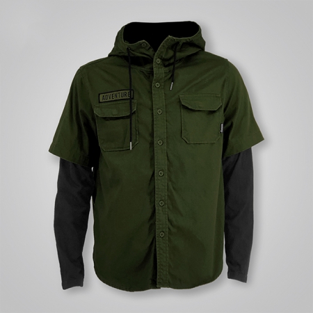 Double-Sleeve Drawstring Hoodie Shirt