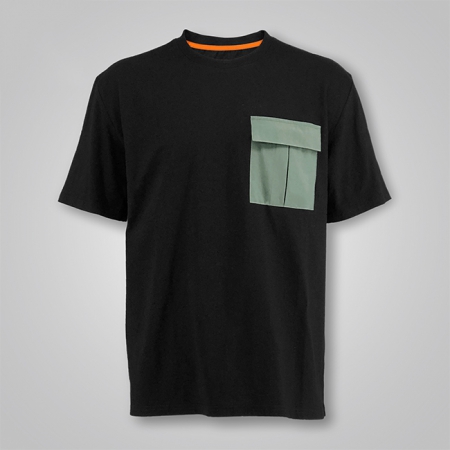 Contrast Color Chest Flap-Pocket T-shirt