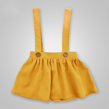 Solid Color Button Detail Suspender Skirt