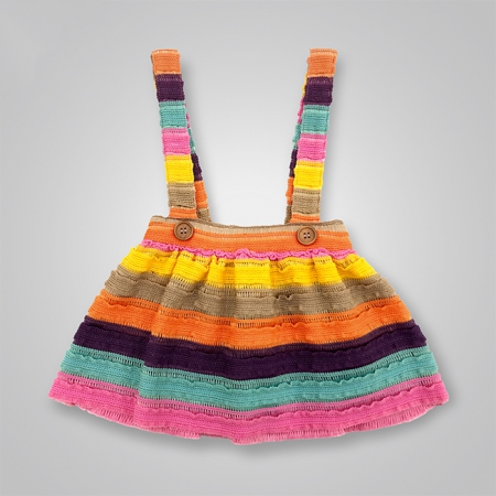 Multi-Color Knit Button Detail Suspender Skirt