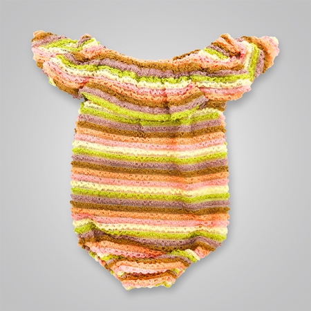 Multi-Color Knit Ruffle Off Shoulder Onesies
