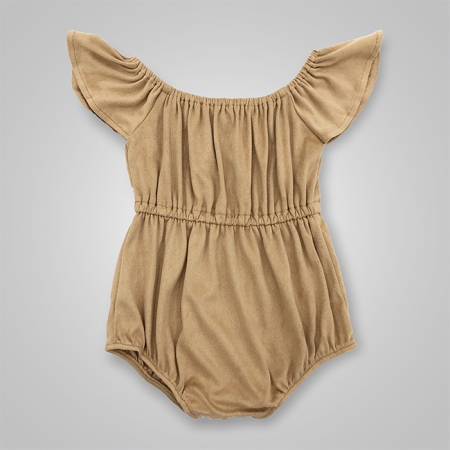 Solid Color Faux Suede Ruffle Sleeves Onesies