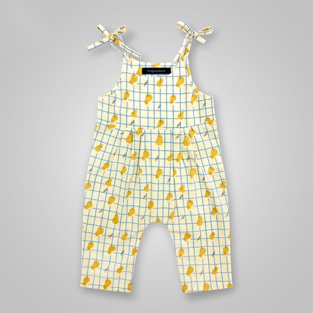 Pear & Checker Pattern Tie Shoulder Sleeveless Jumpsuits