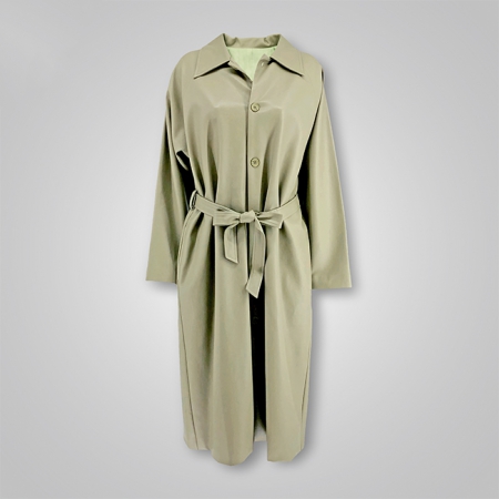 Faux Leather Coat With Waistband