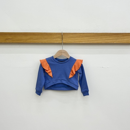 Girl Color Patch Crew Neck Sweatshirt