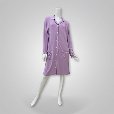Button-Down Nursing Long Sleeve Lounge Dress