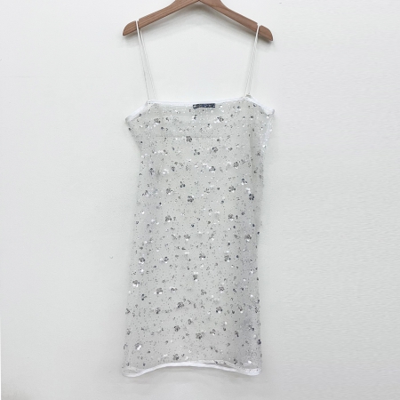 Floral Sequin Mesh Cami Mini Dress