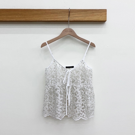 Floral Appliqué Sheer Mesh Cami Top