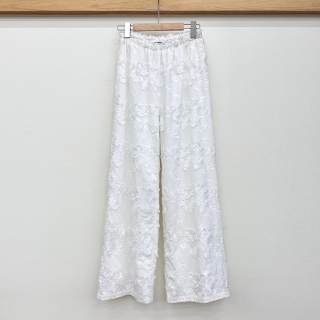 Floral Embroidered Wide-Leg Pants